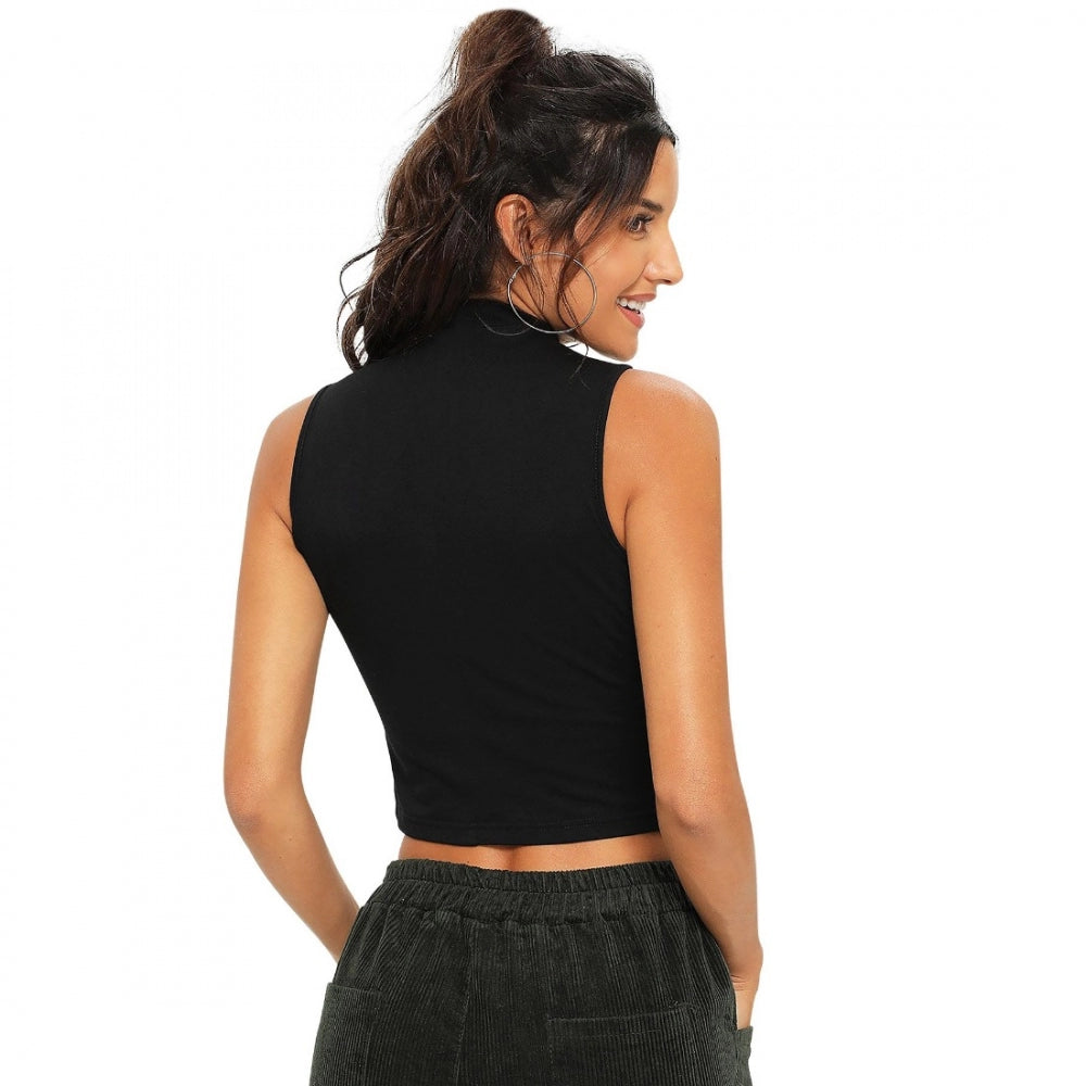 Women Polyester, Knitting Western Wear Tops (Black)