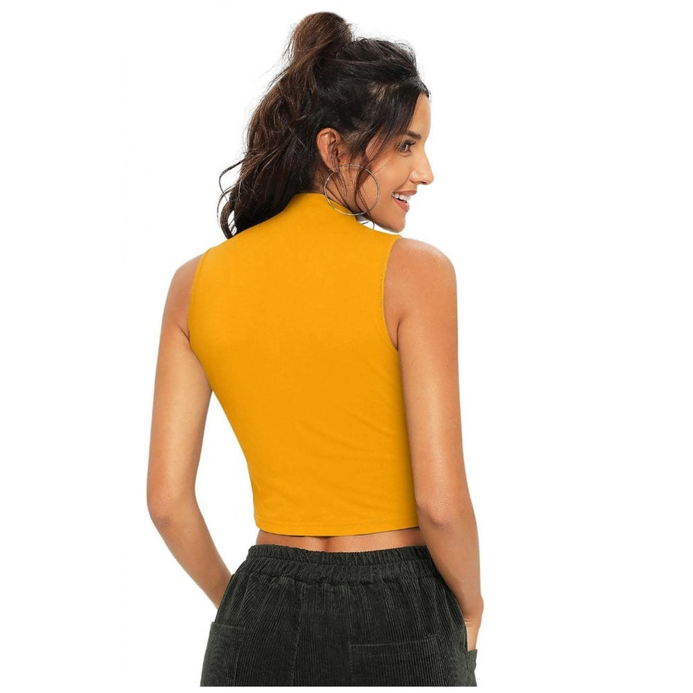 Women Polyester, Knitting Western Wear Tops (Yellow)