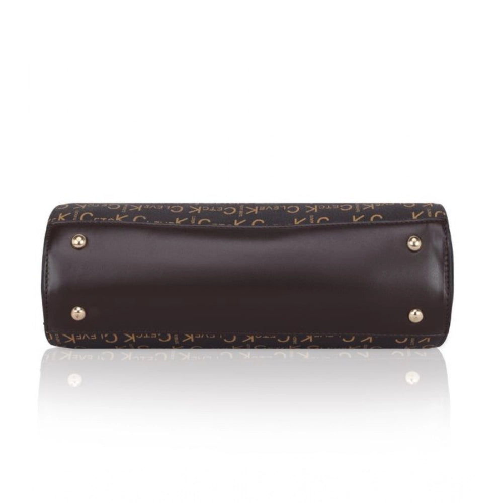 Women Faux Leather Printed Handbag (Coffee)