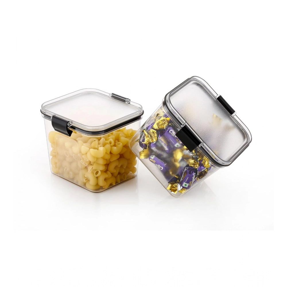 Plastic 4-Pcs Set Square Shape Kitchen Storage Container (Multicolor)