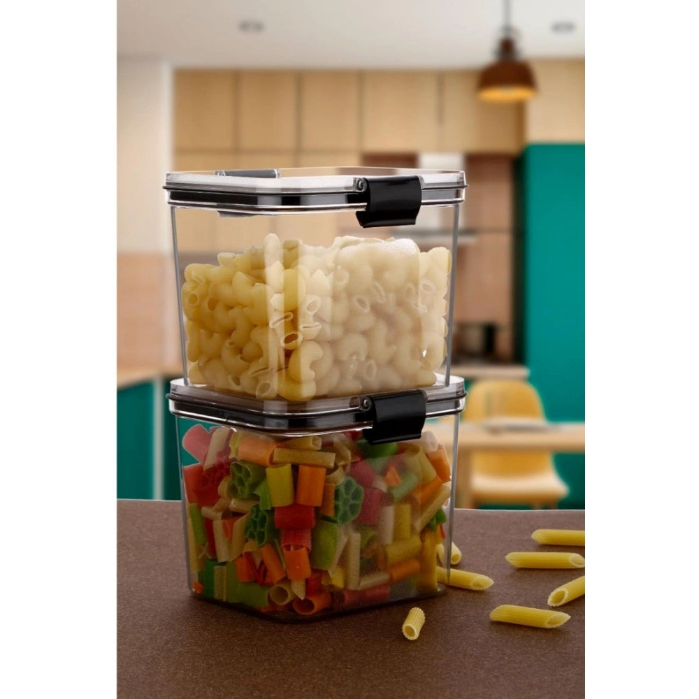 Plastic 4-Pcs Set Square Shape Kitchen Storage Container (Multicolor)
