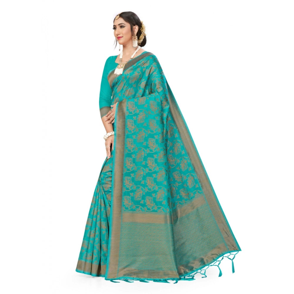 Women Banarasi (Spun Cotton) Saree (Firoji,5-6 Mtrs)