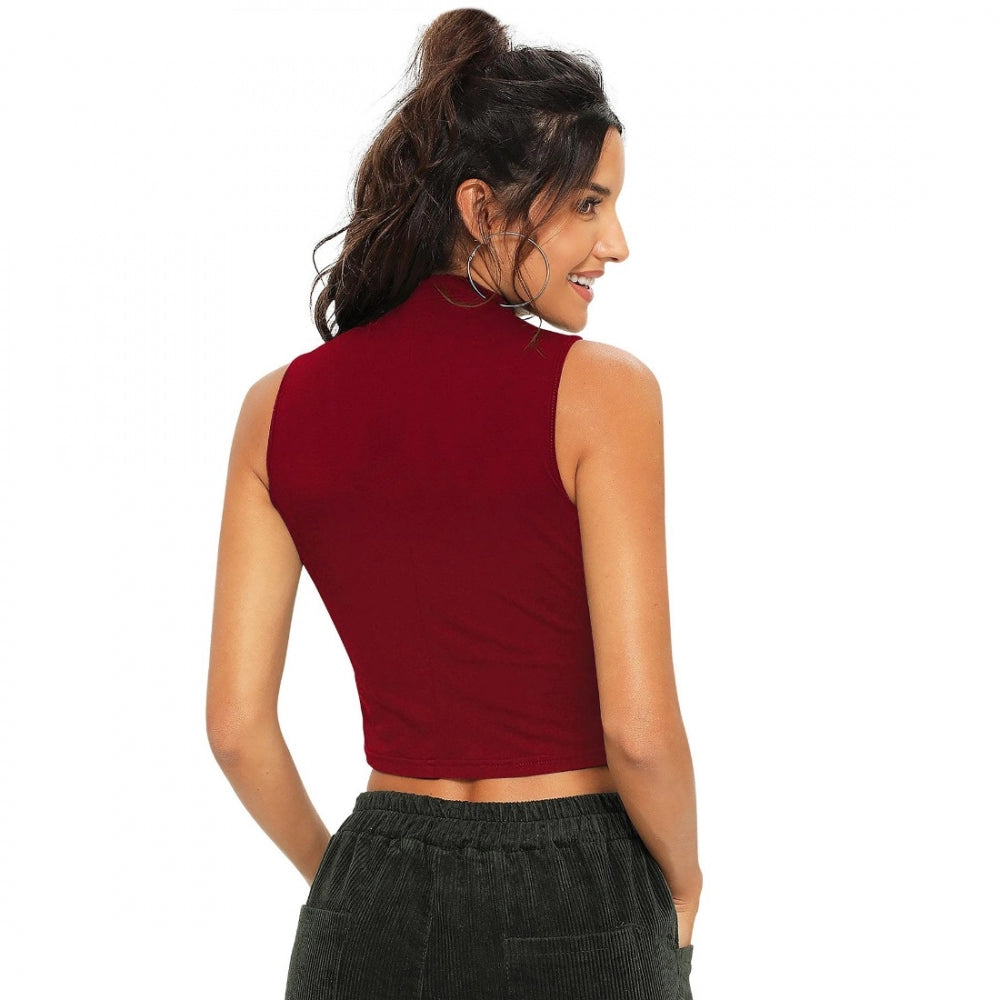 Women Polyester, Knitting Western Wear Tops (Maroon)