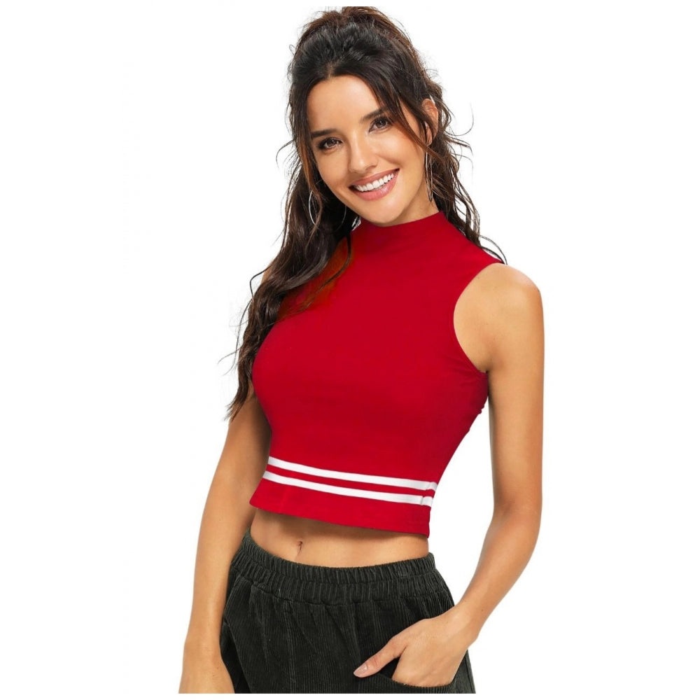 Women Polyester, Knitting Western Wear Tops (Red)
