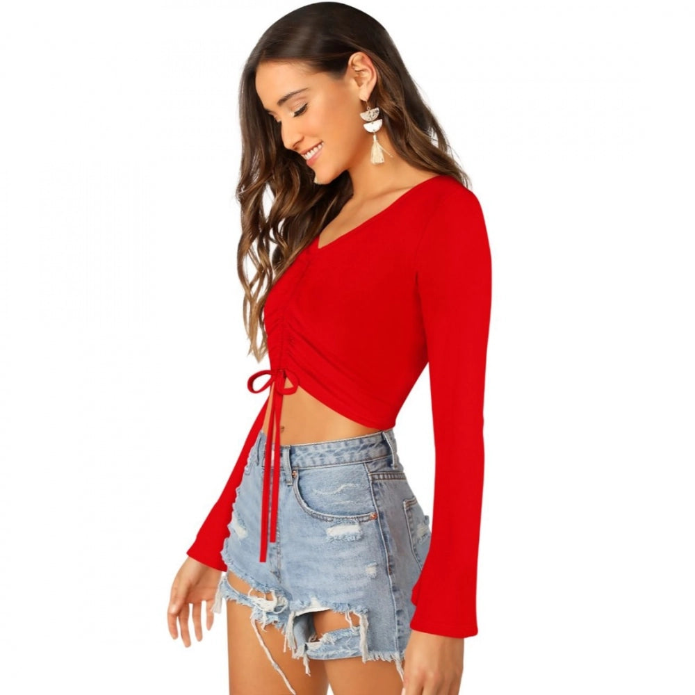 Women 95% Polyester 5% Spandex Western Wear Tops (Red)
