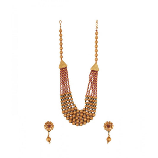 Women Ethnic Five Layer Brass Mala With Crystal For Women And Girls (Multi Color, Free Size)