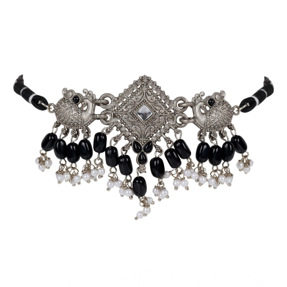 Women Rose Gold Plated Alloy Necklace &amp; Earings Set (Silver)