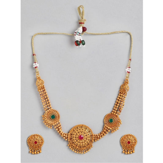 Women Rose Gold Plated Alloy Necklace &amp; Earings Set (Multicolor)