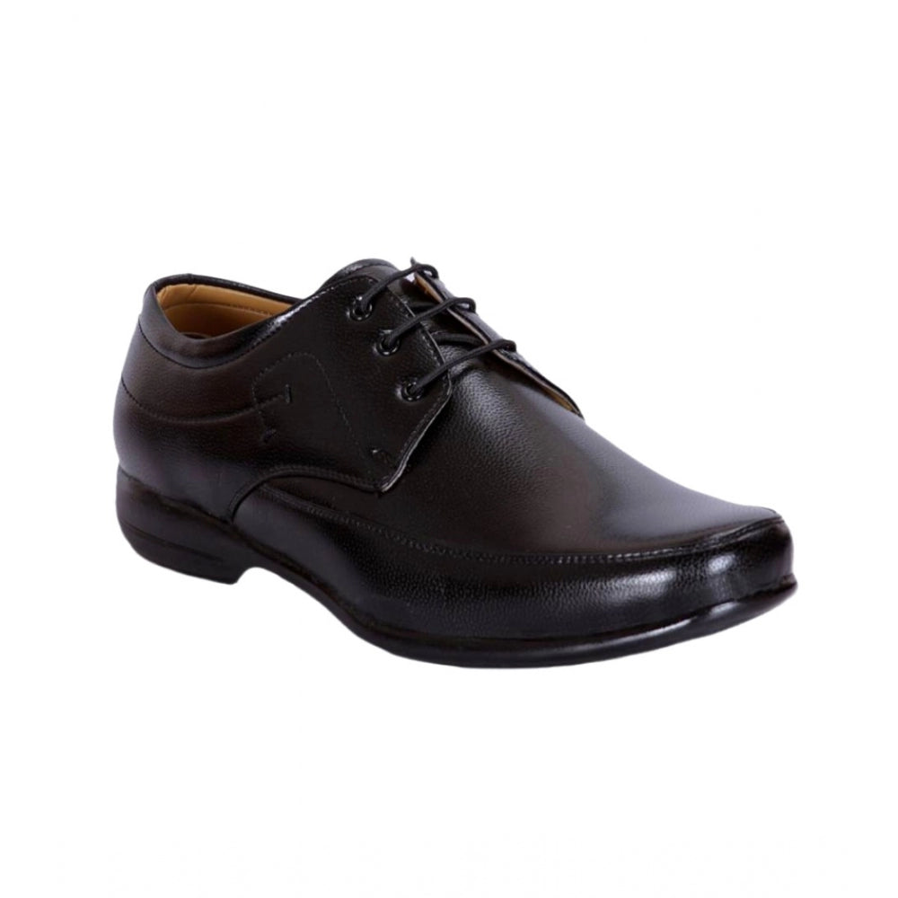 Men's Solid Synthetic Leather Formal Shoes (Black)