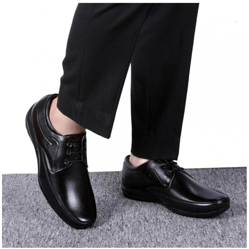 Men's Solid Synthetic Leather Formal Shoes (Black)