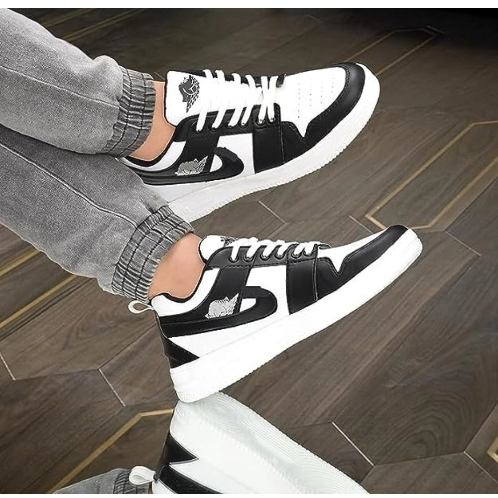 Men's Solid Synthetic Casual Shoes (Black)