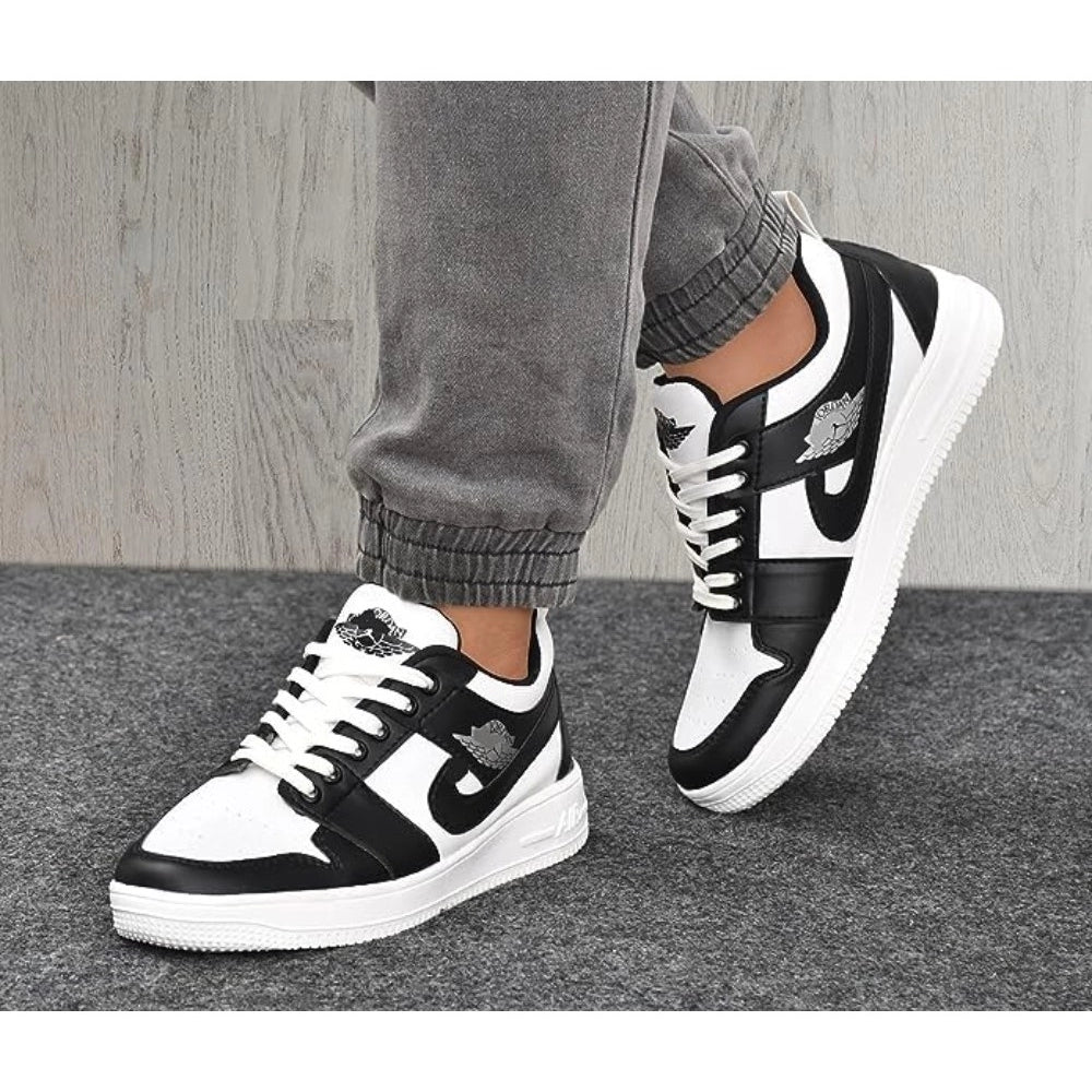 Men's Solid Synthetic Casual Shoes (Black)