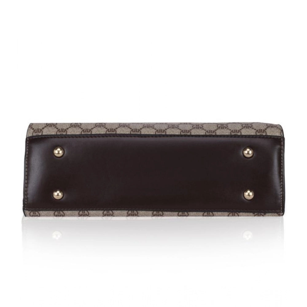 Women Faux Leather Printed Handbag (Coffee)