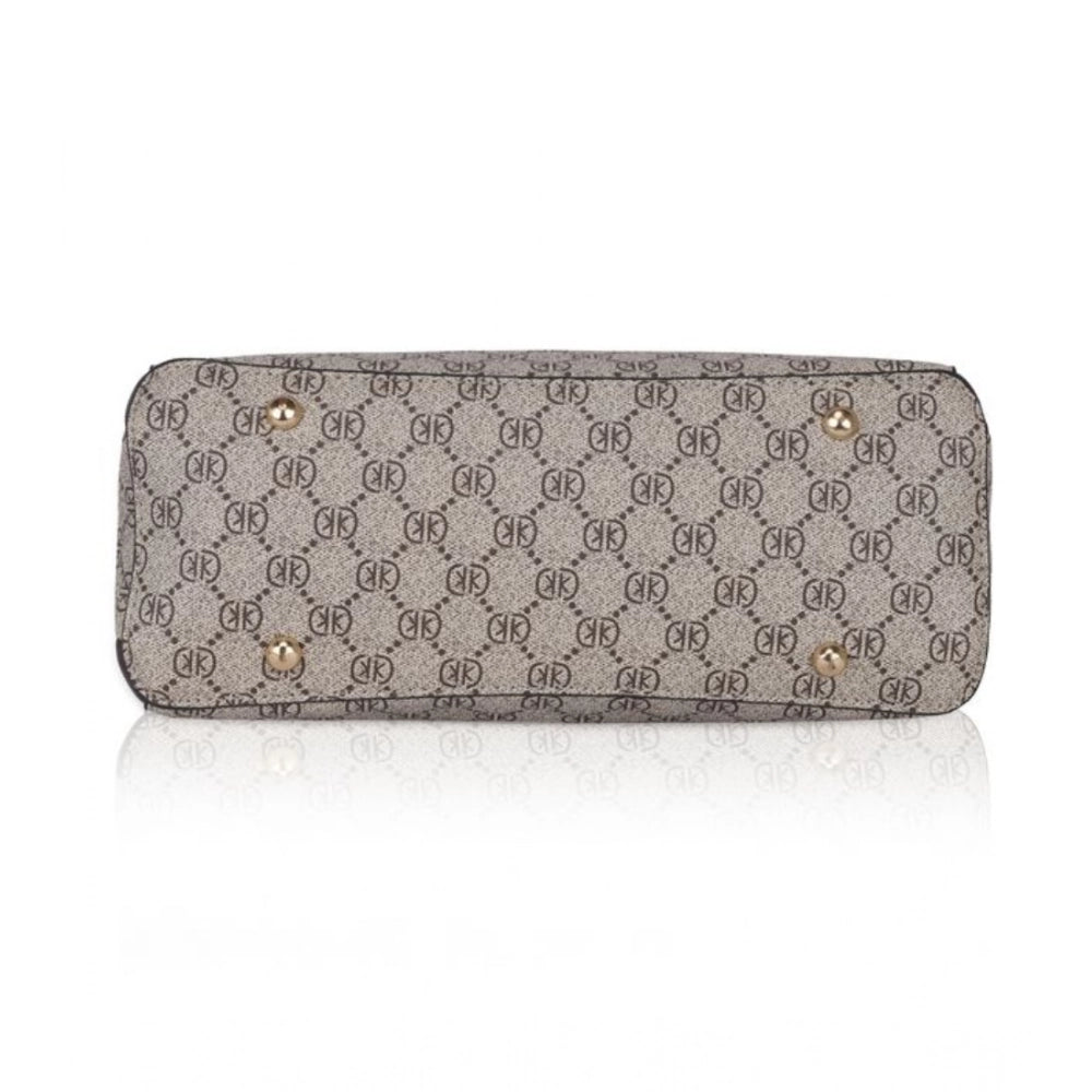 Women Faux Leather Printed Handbag (Coffee)