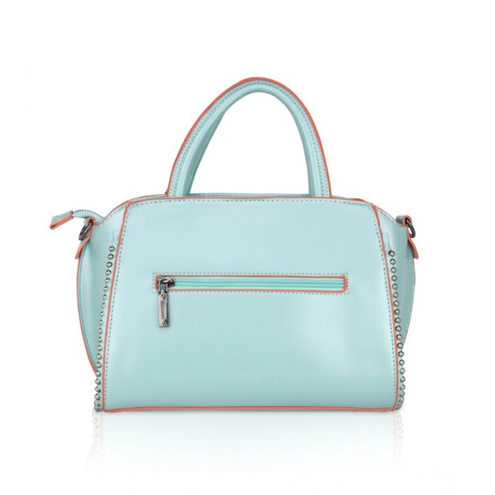 Women Faux Leather Metal Beads Handbag (Green)