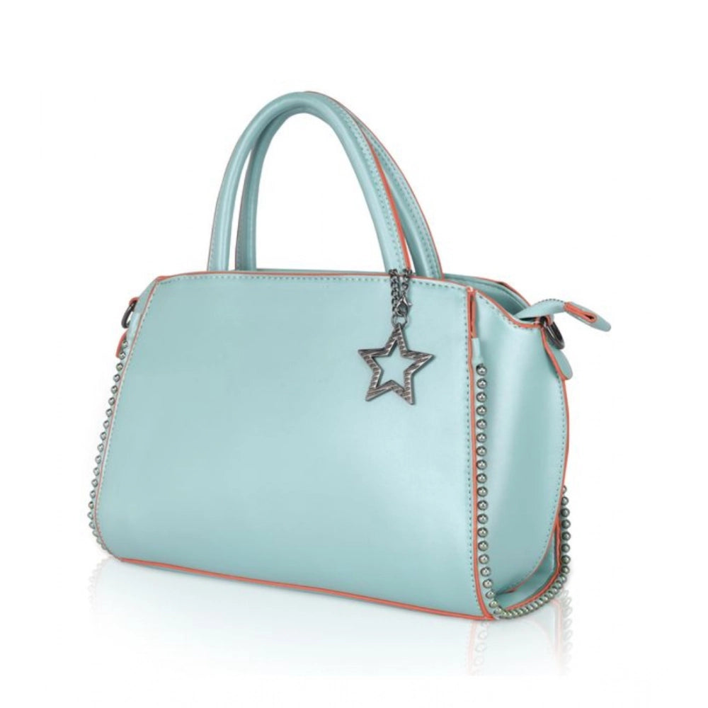 Women Faux Leather Metal Beads Handbag (Green)