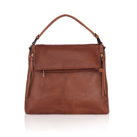 Women Faux Leather Solid Sling Bag (Brown)