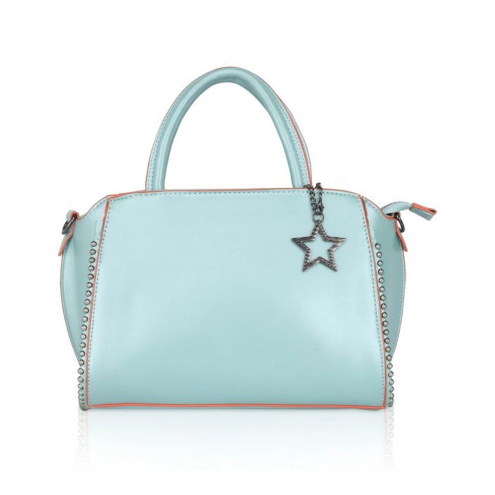 Women Faux Leather Metal Beads Handbag (Green)