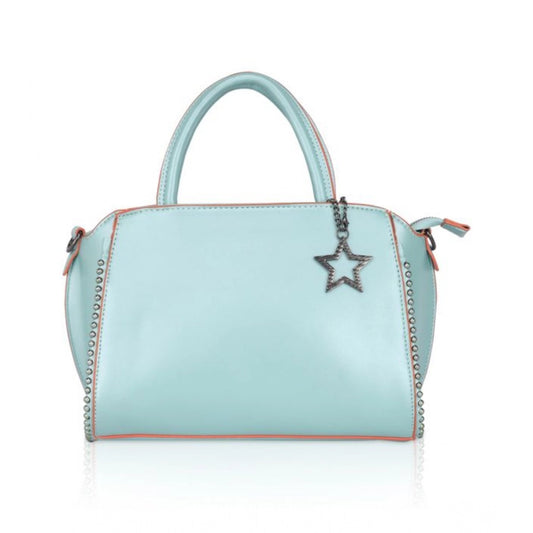 Women Faux Leather Metal Beads Handbag (Green)