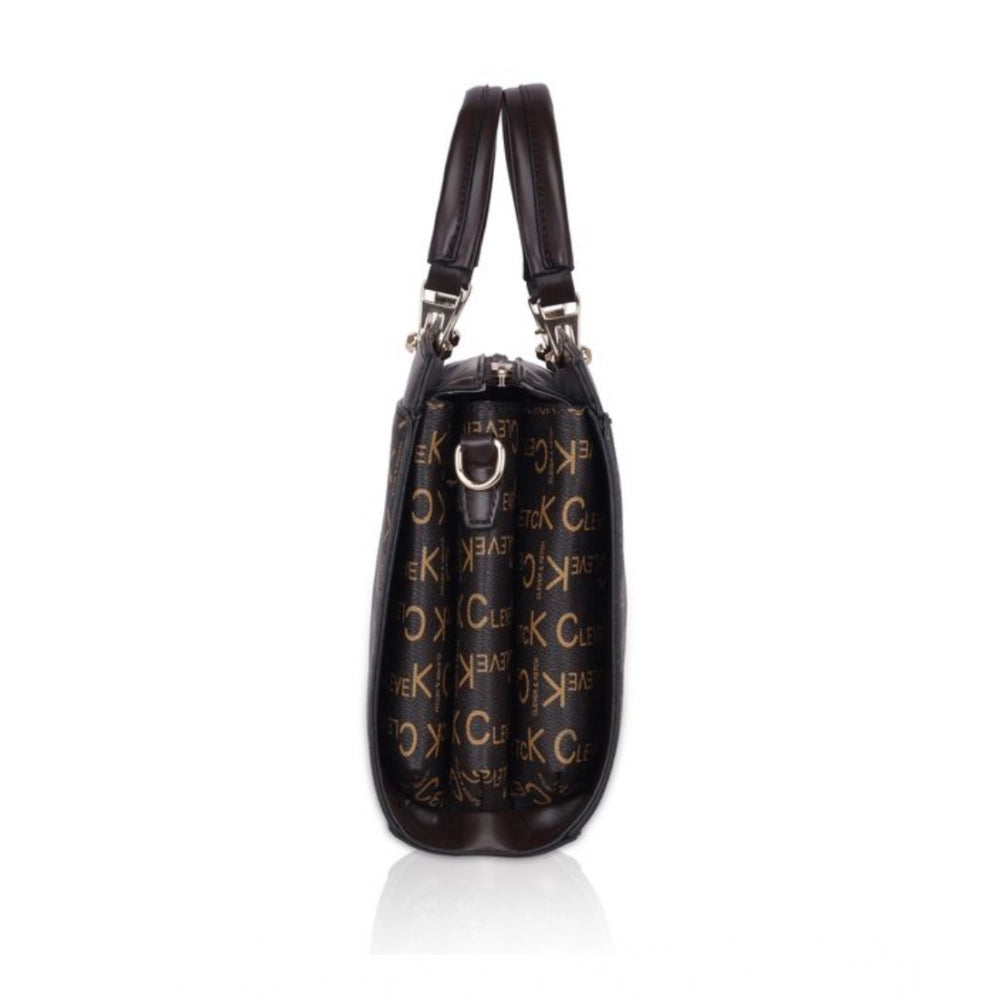 Women Faux Leather Printed Handbag (Coffee)
