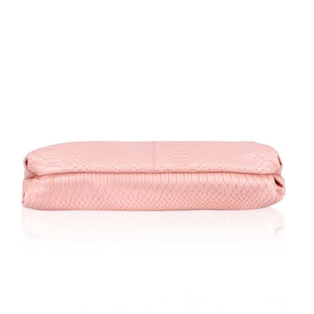 Women Faux Leather Textured Sling Bag (Pink)