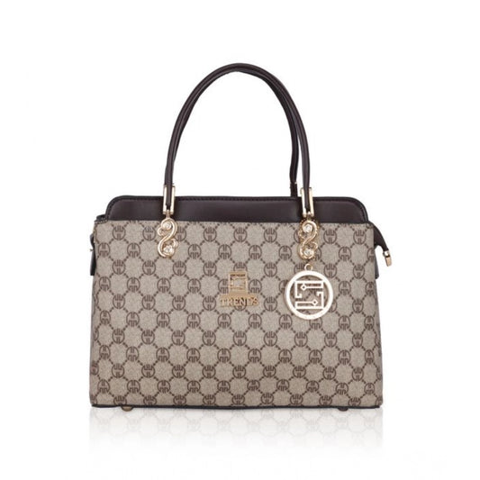 Women Faux Leather Printed Handbag (Coffee)