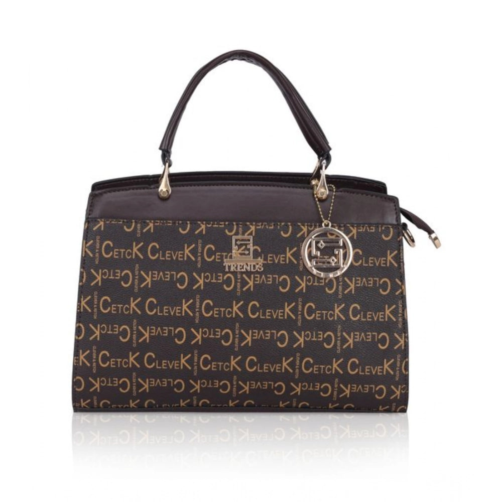 Women Faux Leather Printed Handbag (Coffee)