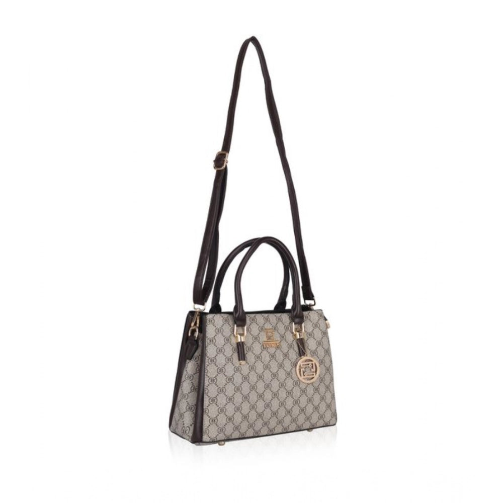 Women Faux Leather Printed Handbag (Coffee)