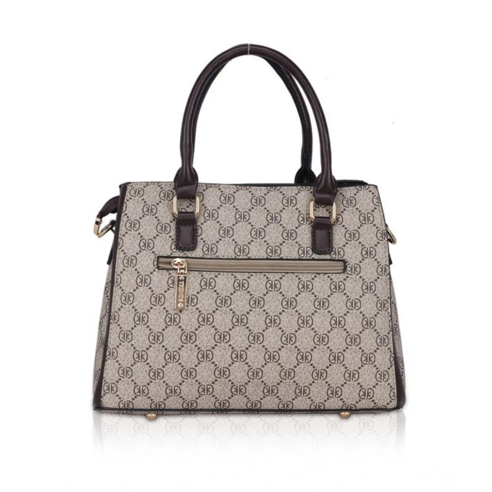 Women Faux Leather Printed Handbag (Coffee)