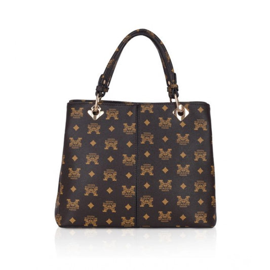 Women Faux Leather Printed Handheld Bag (Brown )