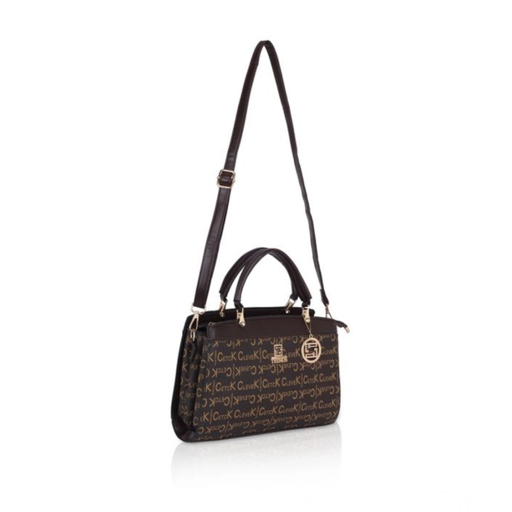 Women Faux Leather Printed Handbag (Coffee)