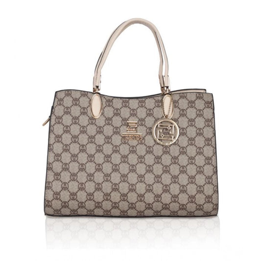 Women Faux Leather Printed Handbag (Beige)