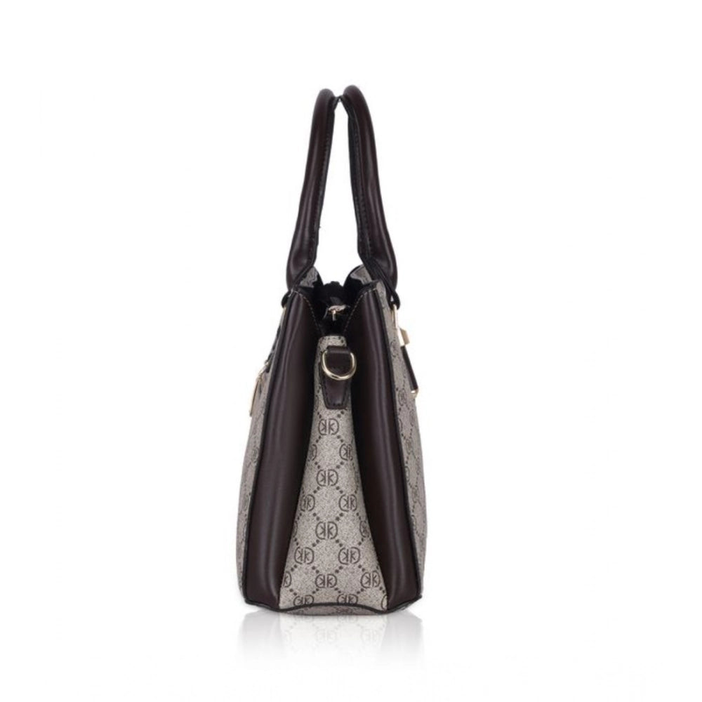 Women Faux Leather Printed Handbag (Coffee)