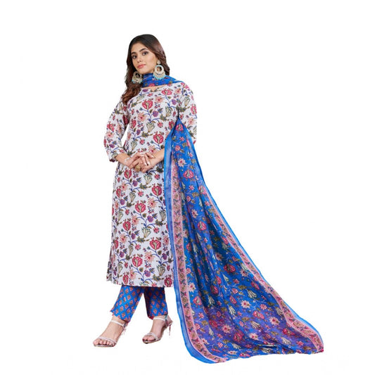 Women Cotton Blend Printed Kurti With Pant Dupatta Set (Multicolor)