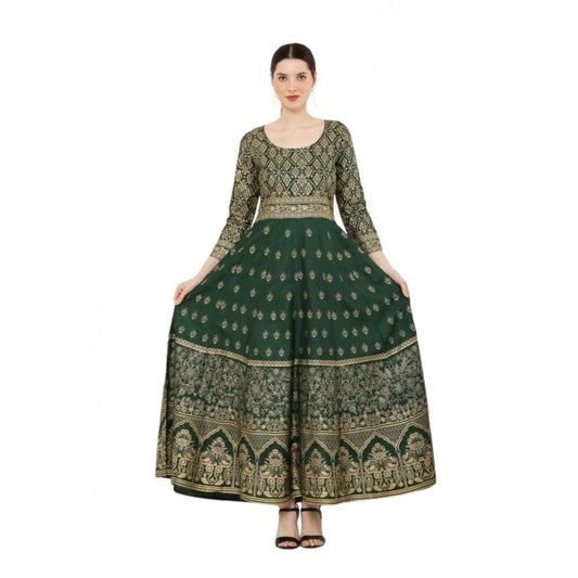 Women Casual Rayon 3-4th Sleeves Anarkali Kurti (Green)