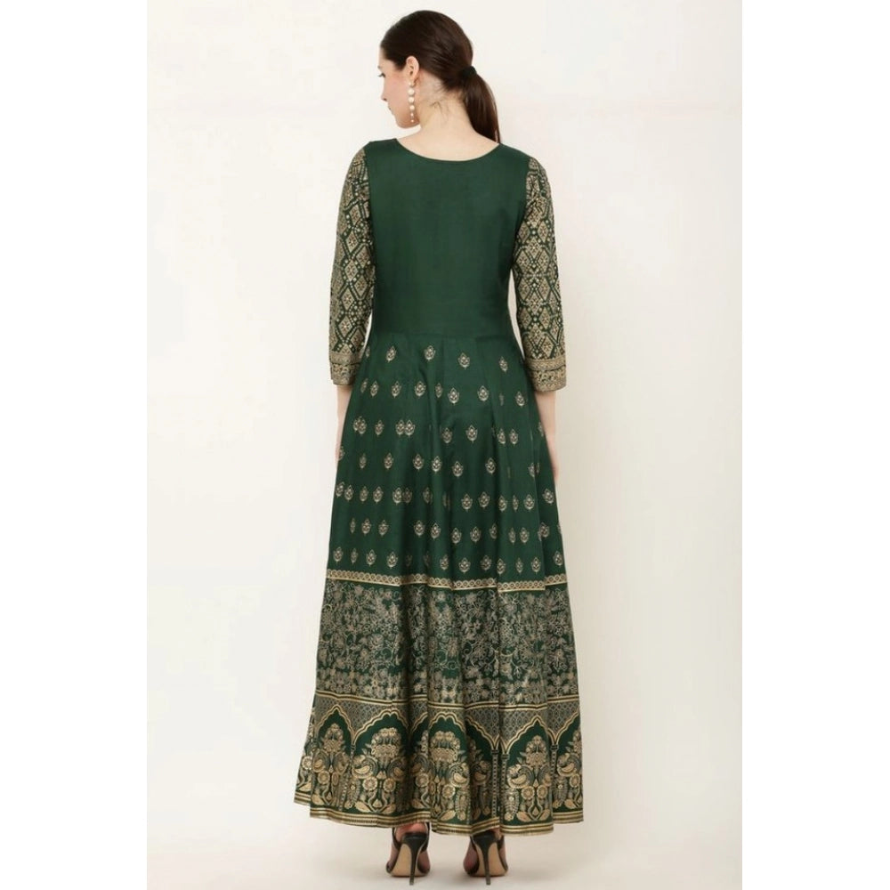 Women Casual Rayon 3-4th Sleeves Anarkali Kurti (Green)