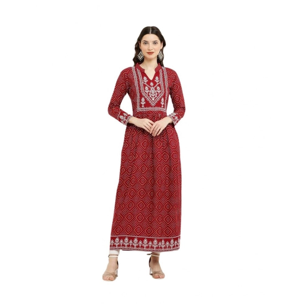Women Casual Rayon Full sleeve Kurti (Maroon)