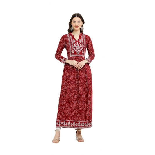 Women Casual Rayon Full sleeve Kurti (Maroon)