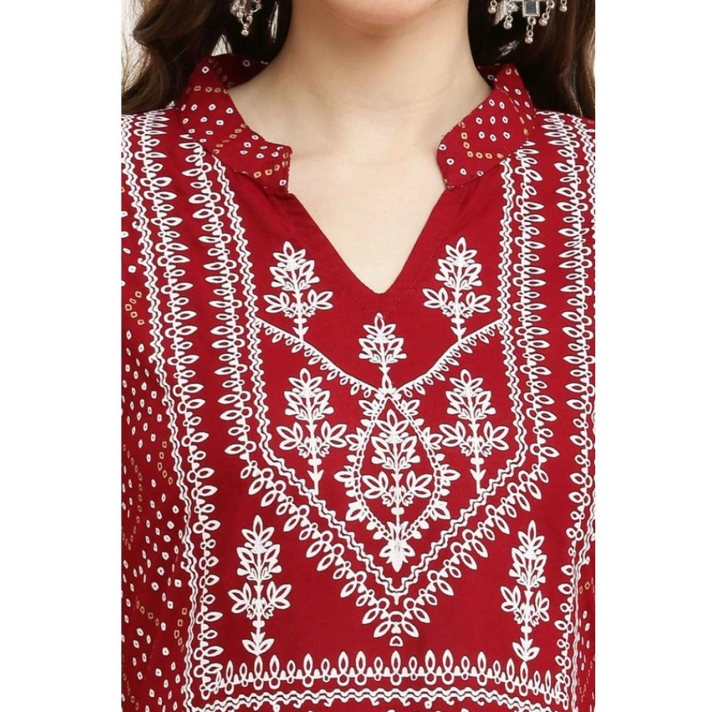 Women Casual Rayon Full sleeve Kurti (Maroon)
