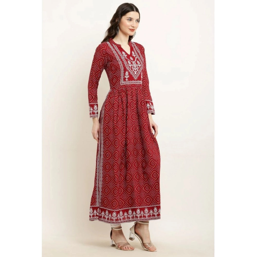 Women Casual Rayon Full sleeve Kurti (Maroon)