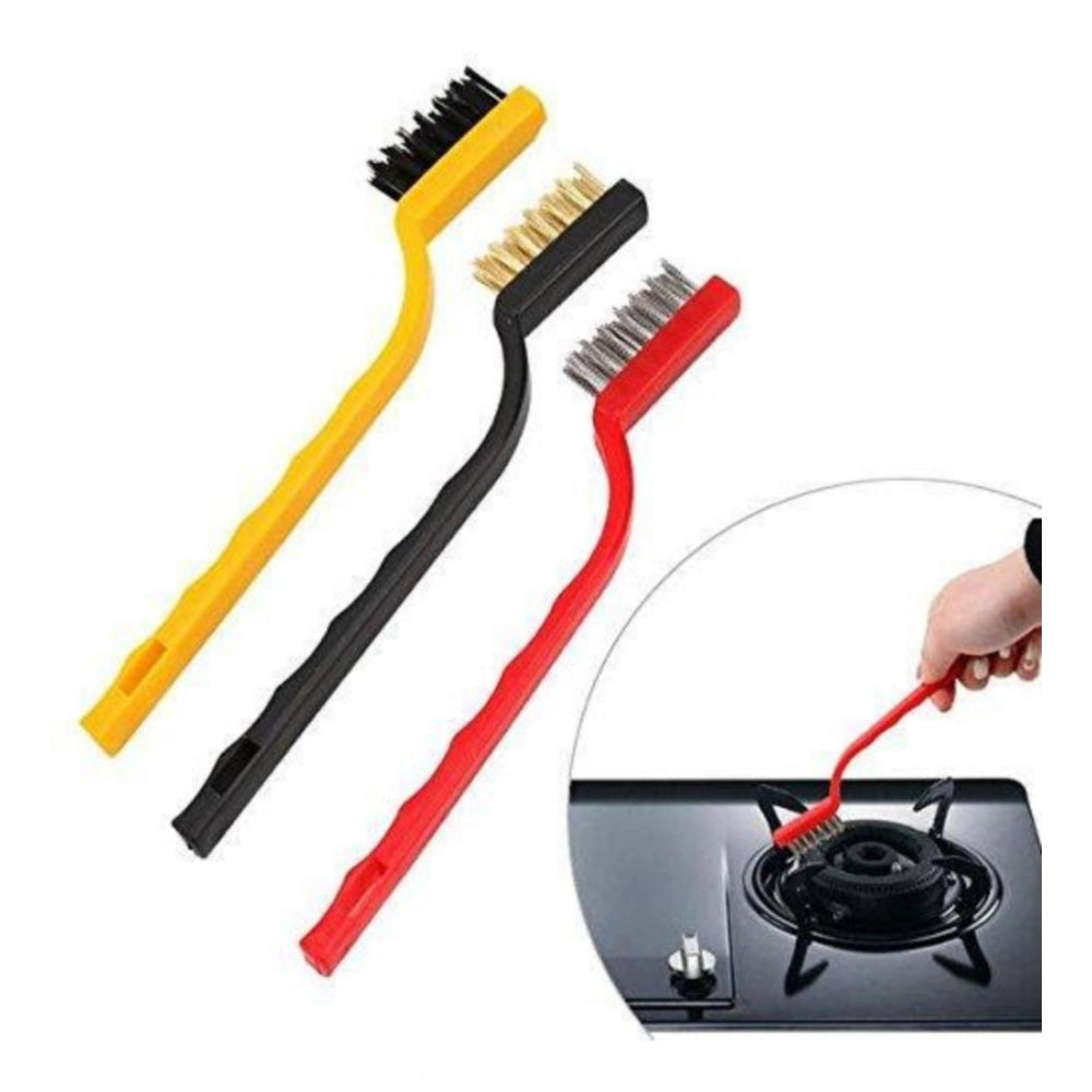 Pack Of 3_Small Wire Brush Set for Cleaning And Rust Removal (Color: Assorted )