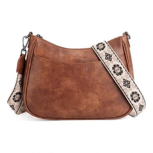 Women PU Leather Zipper Sling Bag